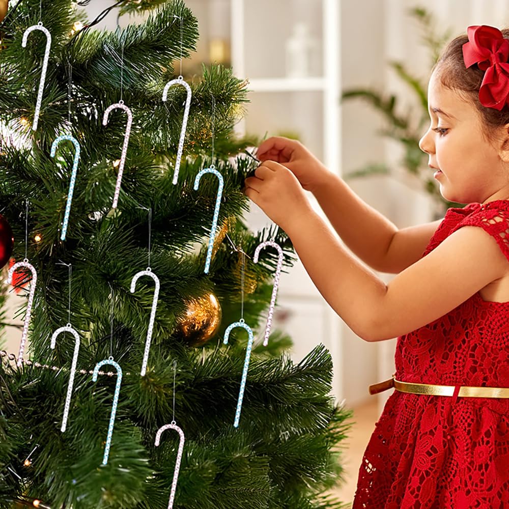 Acrylic Candy Cane Ornaments – Crystal Clear Christmas Tree Hanging Decorations for Winter Parties and Festive Holiday Displays