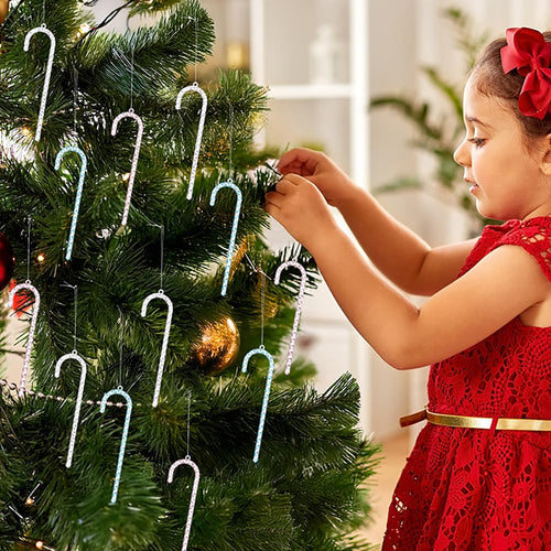 Acrylic Candy Cane Ornaments – Crystal Clear Christmas Tree Hanging Decorations for Winter Parties and Festive Holiday Displays