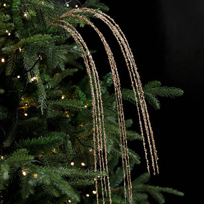 Sequin Glitter Christmas Branch Picks – White Artificial Tassel Wheat Stems for Christmas Trees, Wreaths and Holiday Decorations