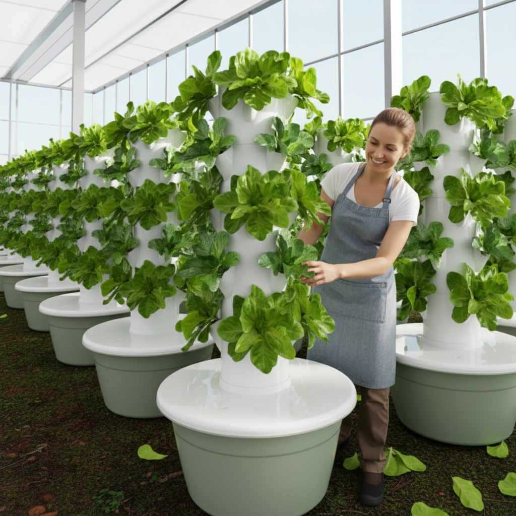 Hydroponic Tower Growing System – Vertical Soilless Planter with LED Grow Light and Intelligent Timer for Indoor Vegetables, Herbs and Space-Saving Gardening