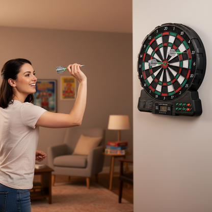Electronic Dart Board Set – 18 Games, 159 Options, 1-8 Player Automatic Scoring with LED Display and 6 Plastic Darts