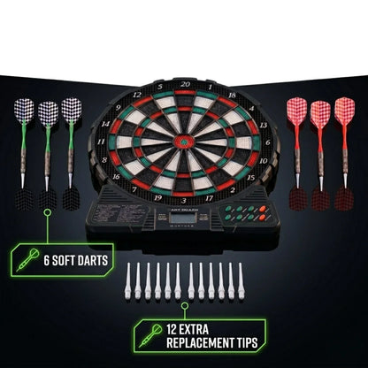 Electronic Dart Board Set – 18 Games, 159 Options, 1-8 Player Automatic Scoring with LED Display and 6 Plastic Darts