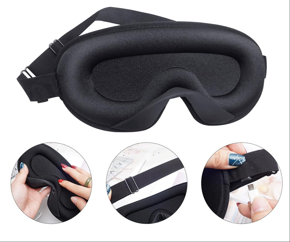 USB Heated Eye Mask – Vibration Eye Massager for Warm Compress, Sleep Support and Eye Strain Relief