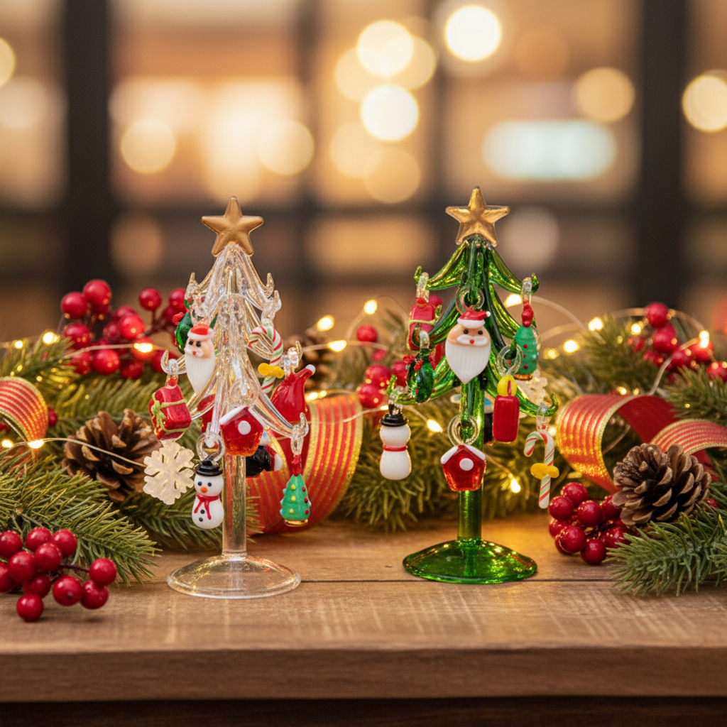 Murano Glass Christmas Tree – Handmade Holiday Figurine Ornament for Luxury Seasonal Home Decor and Memorable Gifts