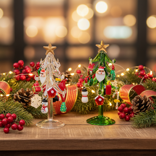Murano Glass Christmas Tree – Handmade Holiday Figurine Ornament for Luxury Seasonal Home Decor and Memorable Gifts