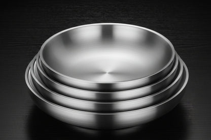 Stainless Steel Banquet Plate – Ultra-Thick Heat-Insulated, Fall-Resistant Dinner Dish with LFGB Certification for Kids, Families, Camping and Everyday Meals