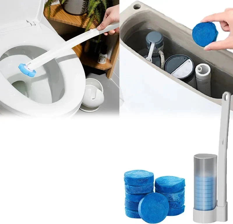 Wall Mount Toilet Brush System – Disposable Antibacterial Bathroom Cleaner with Refill Heads for Hygienic, Touch-Free Toilet Cleaning