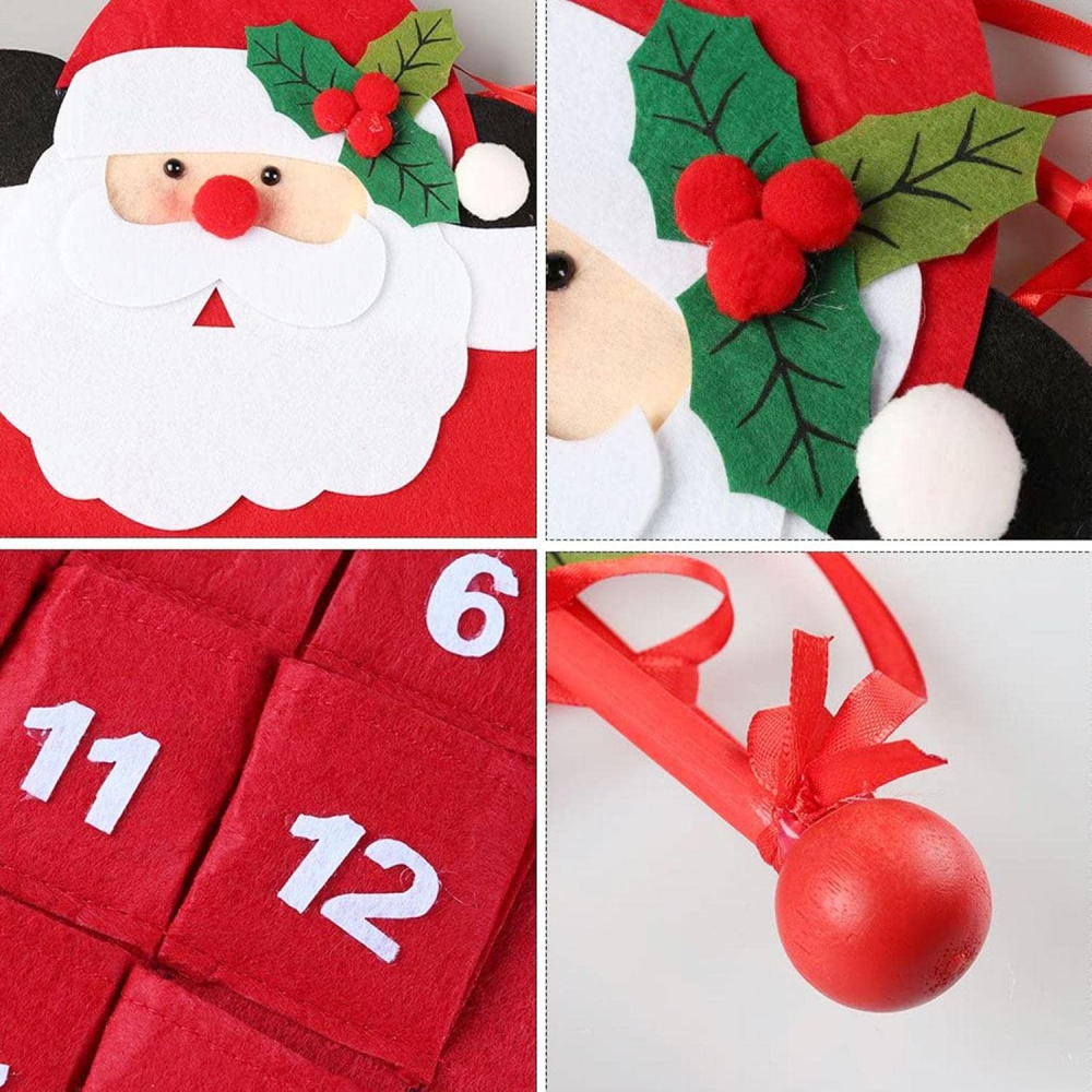 Christmas Advent Countdown Calendar – Reusable Wall Hanging Santa Calendar for Family Holiday Traditions