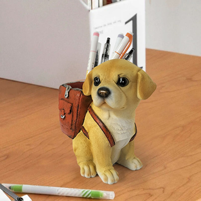 Cute Puppy Pencil Holder – Resin Desktop Organizer for Pens, Office Supplies, Kids Study Tables and Home Decor
