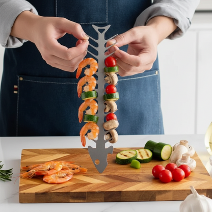 Stainless Steel BBQ Skewers – Fish Bone Style Grill Skewers for Barbecue, Camping and Outdoor Cooking