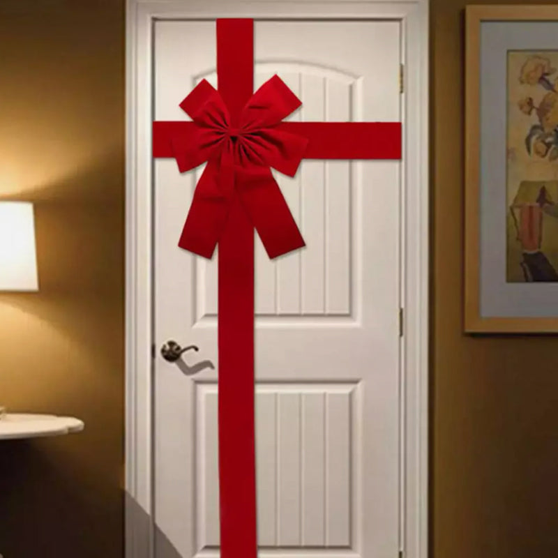 Large Christmas Door Bow – Premium Red Organza Hanging Decoration for Front Doors, Wreaths, Weddings, Holiday Parties and Festive Home Decor