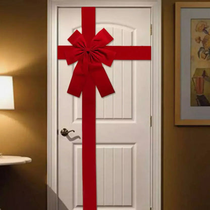 Large Christmas Door Bow – Premium Red Organza Hanging Decoration for Front Doors, Wreaths, Weddings, Holiday Parties and Festive Home Decor