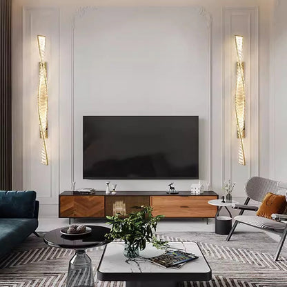 Modern Crystal Spiral Wall Sconce – Long Strip LED Wall Lamp for Hallway, Hotel, Entrance and Contemporary Indoor Lighting
