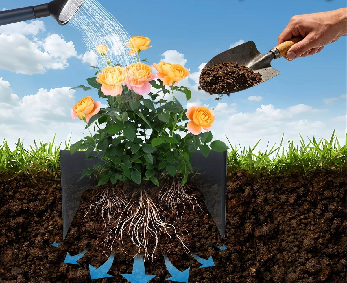 Round Deep-Watering Plant Rings – Plastic Garden Edging for Root Support, Pest Barrier Protection, Focused Irrigation and Cleaner Landscape Planting