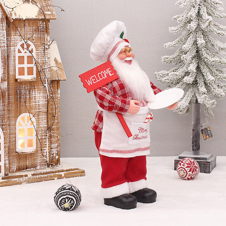 Standing Chef Santa Figurine – Christmas Kitchen Decoration for Festive Tables and Holiday Home Displays