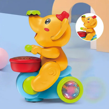 Interactive Elephant Crawling Toy – Electronic Drummer with Floating Ball, LED Lights, Music and Sounds for Baby Sensory Development