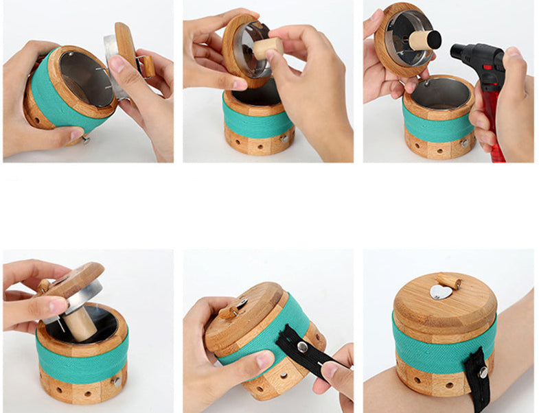 High-Class Wooden Moxibustion Box – Adjustable Temperature Acupoint Heating Device for Mugwort Moxa Therapy, Meridian Massage and Home Wellness