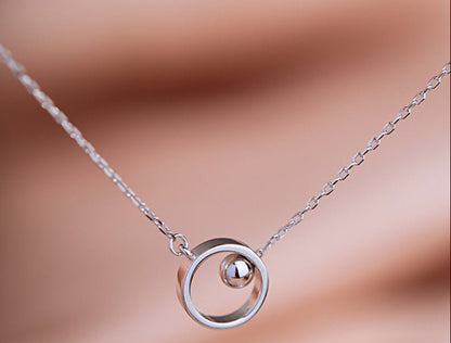 Geometric Circle Pendant Necklace – Silver Tone Beaded Tassel Clavicle Chain with Aesthetic Choker Design for Women, Fashion and Everyday Styling