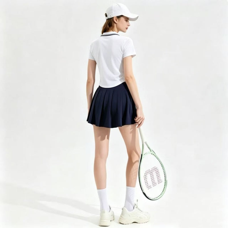 Polo Tennis Skirt Set – Quick Dry Two Piece Sportswear with Pleated Skirt for Golf, Tennis and Summer Fitness Training