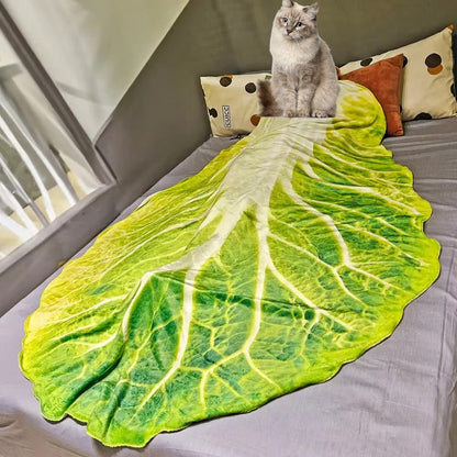 Double Sided Flannel Blanket – Soft Cabbage Pattern Throw for Sofa, Living Room, Bedroom and Cozy Winter Comfort