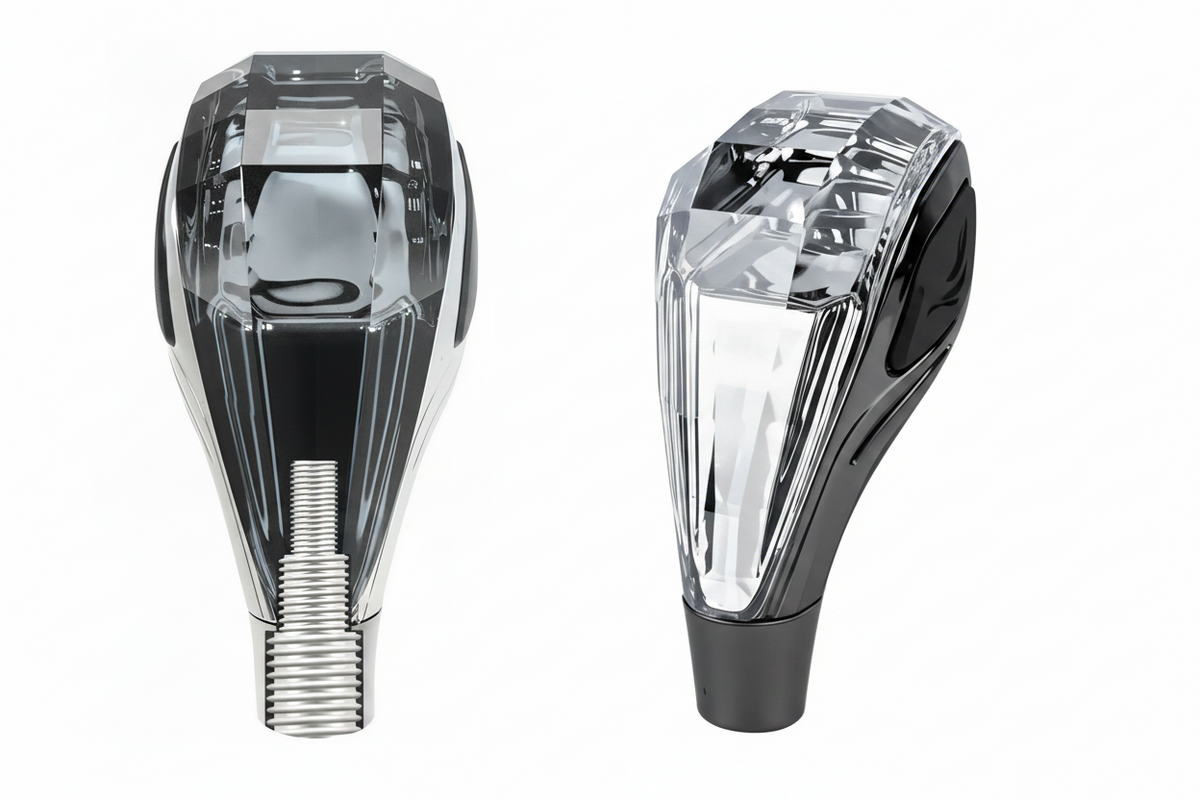 Seven-Color LED Crystal Shift Knob – Universal Illuminated Gear Shifter Handle Compatible with 8mm, 10mm and 12mm Shift Rods