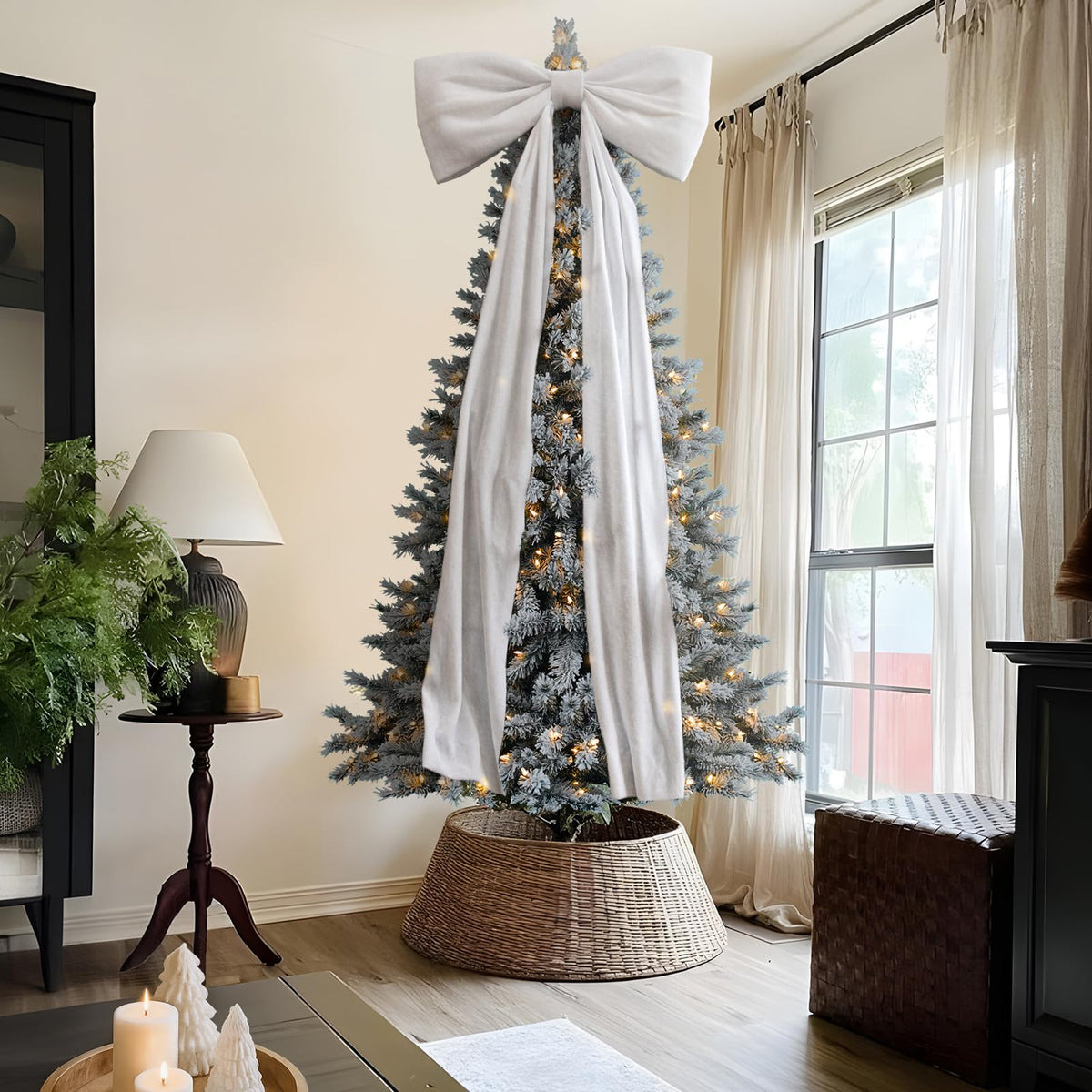 Large Christmas Bow Decoration – Oversized Holiday Ribbon Ornament for Trees, Wreaths, Doors and Party Displays