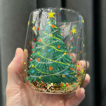 Double Wall Christmas Glass Mug – Heat Resistant Coffee and Tea Cup for Lattes, Hot Drinks and Holiday Entertaining