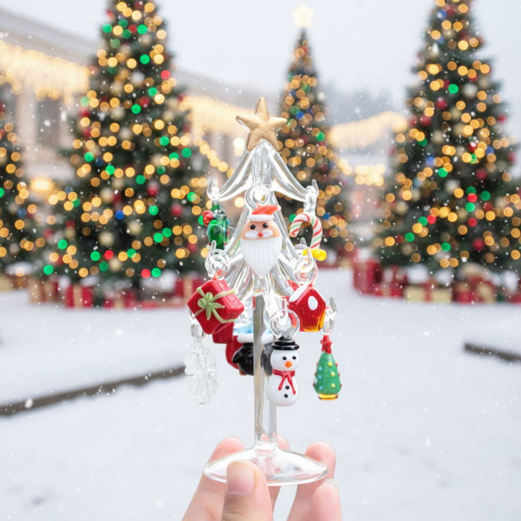 Murano Glass Christmas Tree – Handmade Holiday Figurine Ornament for Luxury Seasonal Home Decor and Memorable Gifts