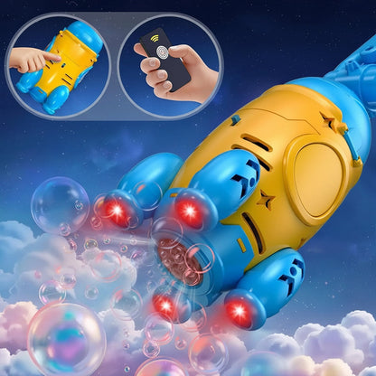 Automatic Bubble Machine Gun – Handheld Remote-Controlled Toy with Lights for Kids Outdoor Play, Birthday Parties and Summer Fun