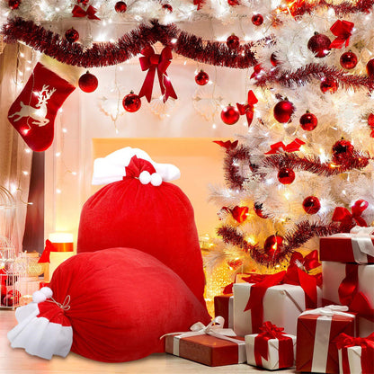 Extra Large Santa Gift Sack – Velvet Drawstring Christmas Present Bag for Holiday Gifts and Party Decor