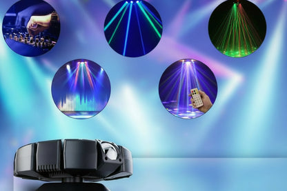 RGBW Moving Head Stage Light – 150W 8-Armed Magic Ball DJ Lighting with DMX512 Control for Weddings, Parties, KTV and Home Theater