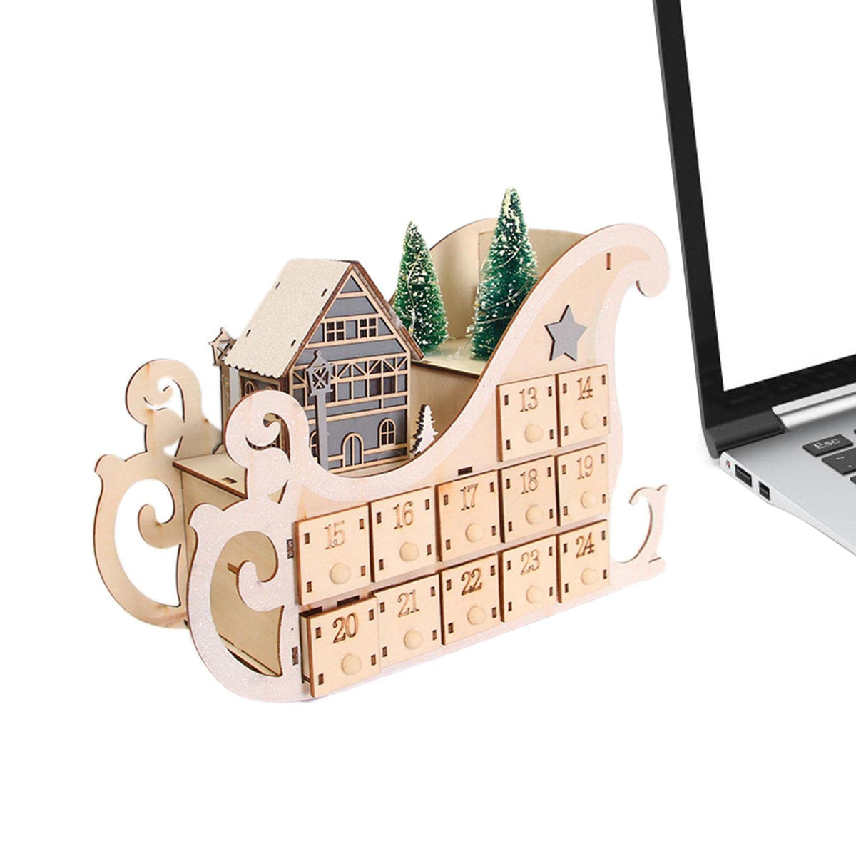 Wooden Christmas Advent Calendar – Reusable Tree Countdown Display with Holiday Compartments for Family Traditions and Festive Home Decor