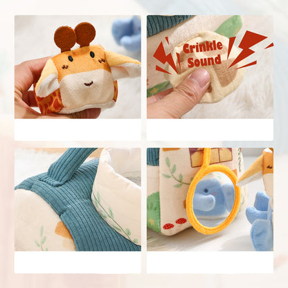 Montessori Plush Farm Barn Toy-Musical Sensory Learning Set with Farm Animals for Infant Development and Cognitive Growth