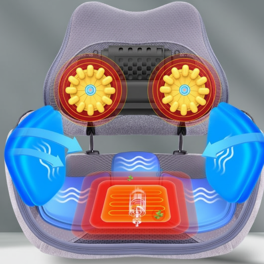 Electric Massage Cushion – 8D Folding Pelvic, Hip and Waist Kneading Massager with Multifunction Relaxation Modes for Comfortable Home Recovery Sessions