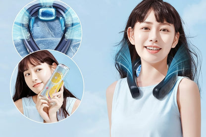 Semiconductor Cooling Neck Fan – Portable Hands-Free Personal Air Conditioner with Efficient Cooling for Summer Travel, Commuting and Outdoor Activities