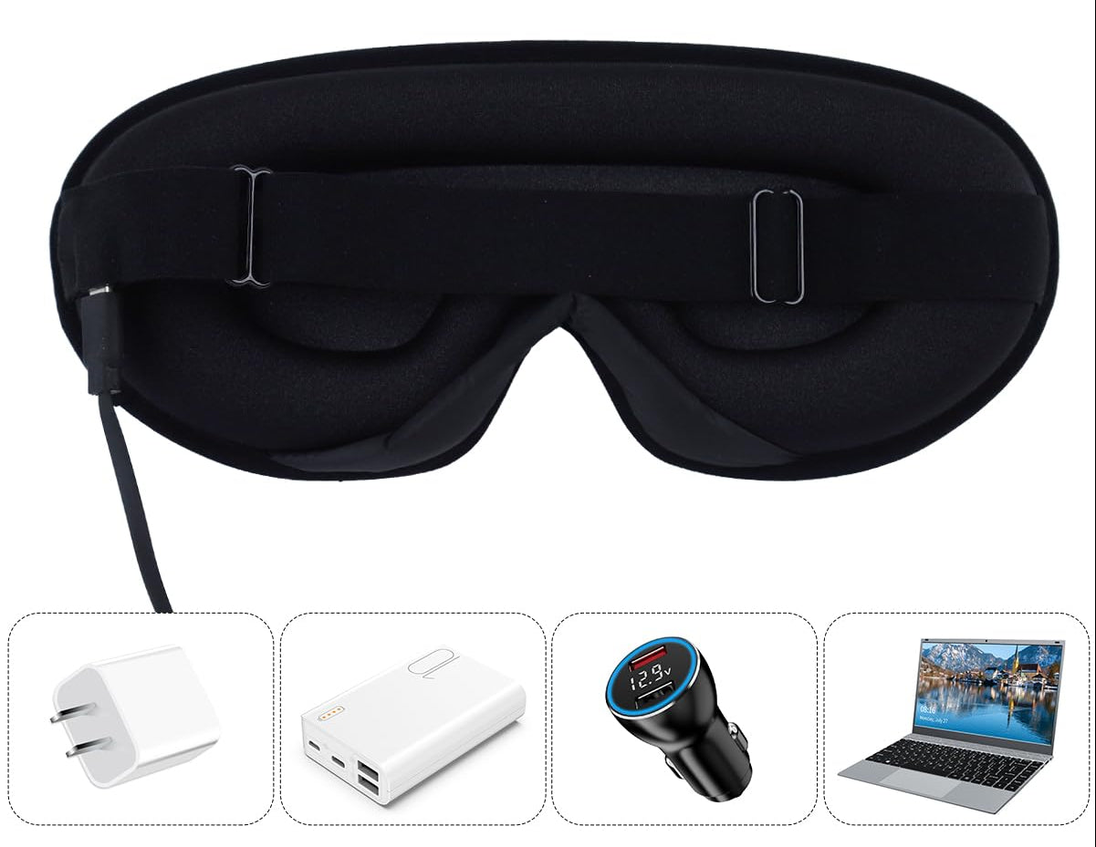USB Heated Eye Mask – Vibration Eye Massager for Warm Compress, Sleep Support and Eye Strain Relief