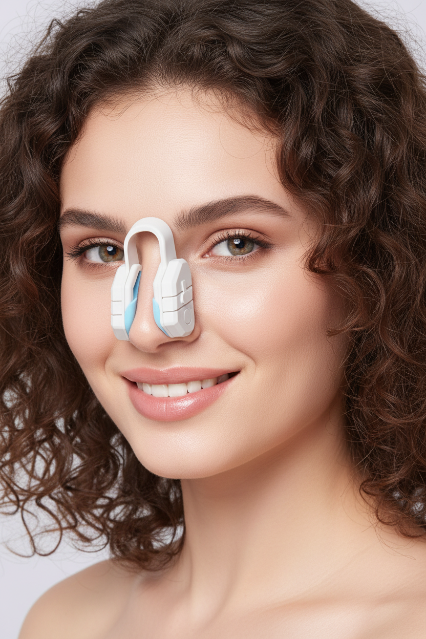 EMS Nose Shaper Clip – Microcurrent Pulse and Vibration Beauty Tool for Gentle Nose Massage, Contouring Routine and Convenient At-Home Facial Care