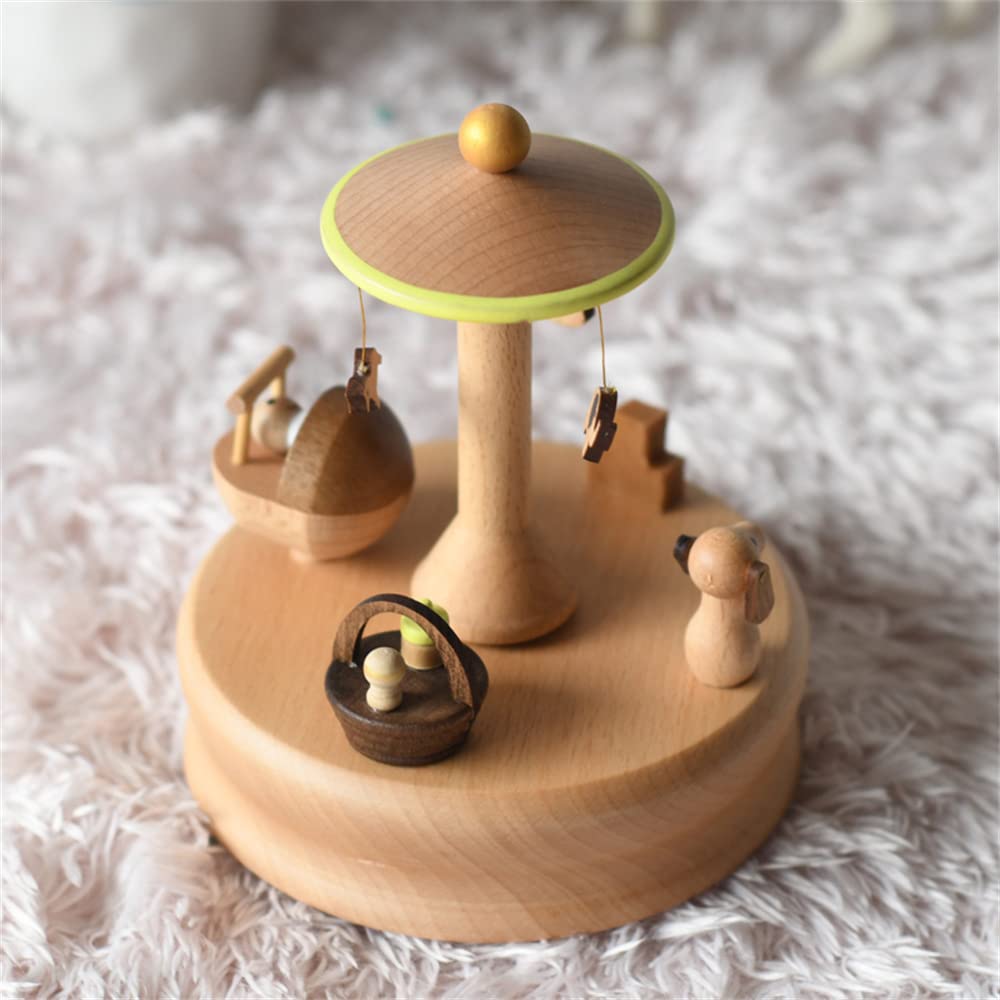 Wooden Cradle Music Box – Handcrafted Rotating Keepsake Ornament for Birthdays, Festivals, Home Decoration and Meaningful Gifts