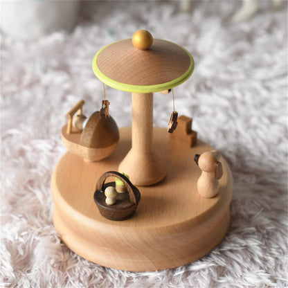 Wooden Cradle Music Box – Handcrafted Rotating Keepsake Ornament for Birthdays, Festivals, Home Decoration and Meaningful Gifts