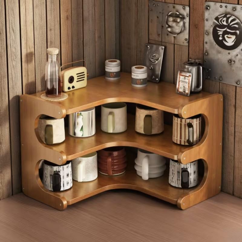 Desktop Corner Shelf Organizer – Multifunctional Display Rack for Water Cups, Office Supplies, Collectibles and Home Storage