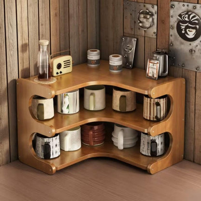 Desktop Corner Shelf Organizer – Multifunctional Display Rack for Water Cups, Office Supplies, Collectibles and Home Storage