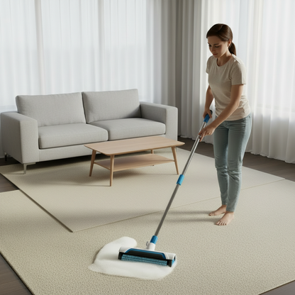 Manual Carpet Cleaning Brush – Upright Deep-Cleaning Scrub Brush for Removing Dirt, Stains and Debris from Home and Office Rugs