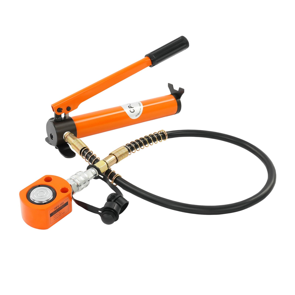 Hydraulic Ram Cylinder Jack – 10T Low-Profile Single-Acting Mini Porta Power Ram with CP-180 Hand Pump for Machinery and Shipbuilding Repairs