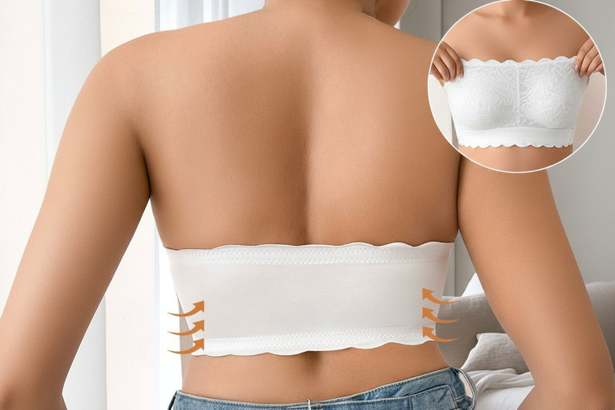 Plus-Size Strapless Adhesive Bra – Invisible 5XL Lace Stick-On Bustier with No-Slip Support for Backless Wedding Dresses, Formal Gowns and Party Outfits