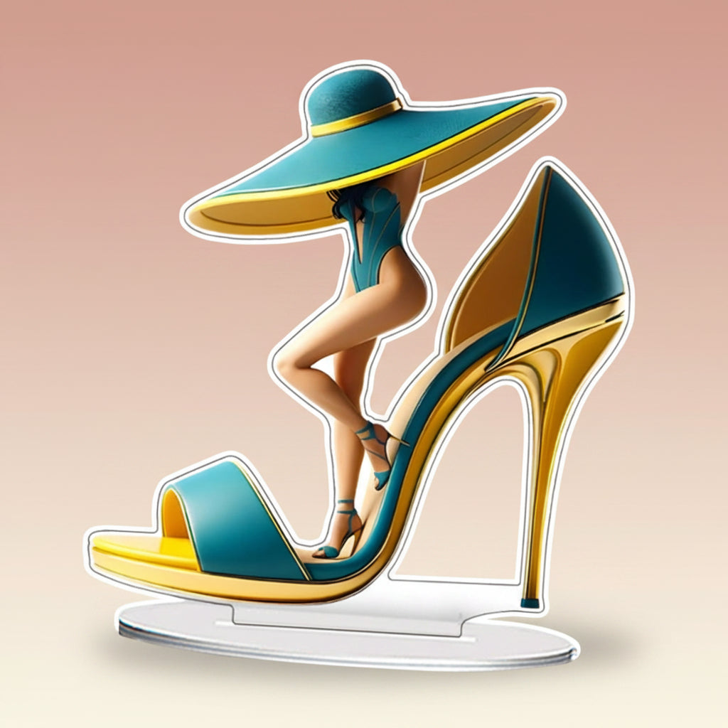 High Heel Shoe Figurine – Elegant Cartoon Desktop Ornament for Living Room Decor, Luxury Display and Stylish Gift Giving