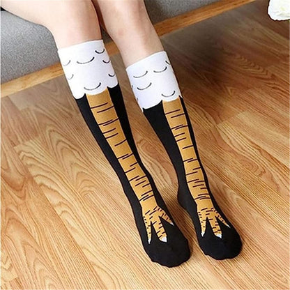 Funny 3D Chicken Print Socks – Stretch Cotton Cartoon Cosplay Knee High Socks for Gifts and Everyday Fun Fashion