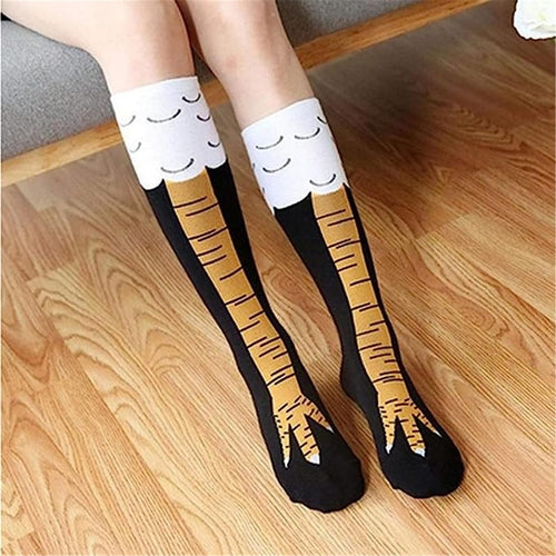 Funny 3D Chicken Print Socks – Stretch Cotton Cartoon Cosplay Knee High Socks for Gifts and Everyday Fun Fashion