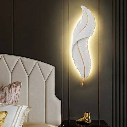 Nordic Feather LED Wall Lamp – Creative Bedside Lighting for Living Room, Bedroom, Corridor and Luxury Home Decor