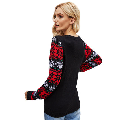 Christmas Santa Knit Sweater – Women’s Soft Long Sleeve Holiday Pullover with Festive Cartoon Design for Cozy Winter Wear