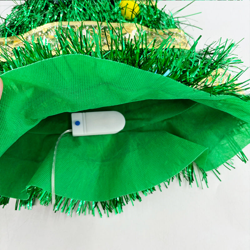 LED Light Up Santa Hat – Glowing Christmas Tree Ribbon Cap for Holiday Parties, Costumes, Photos and Festive Celebrations